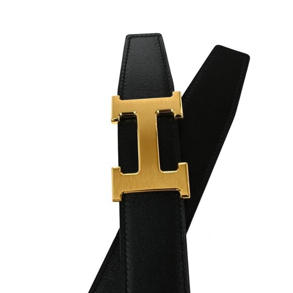 HERMES H Logo Constance Reversible Buckle Belt 80# Leather Black Brown 78RL421 - Picture 5 of 14